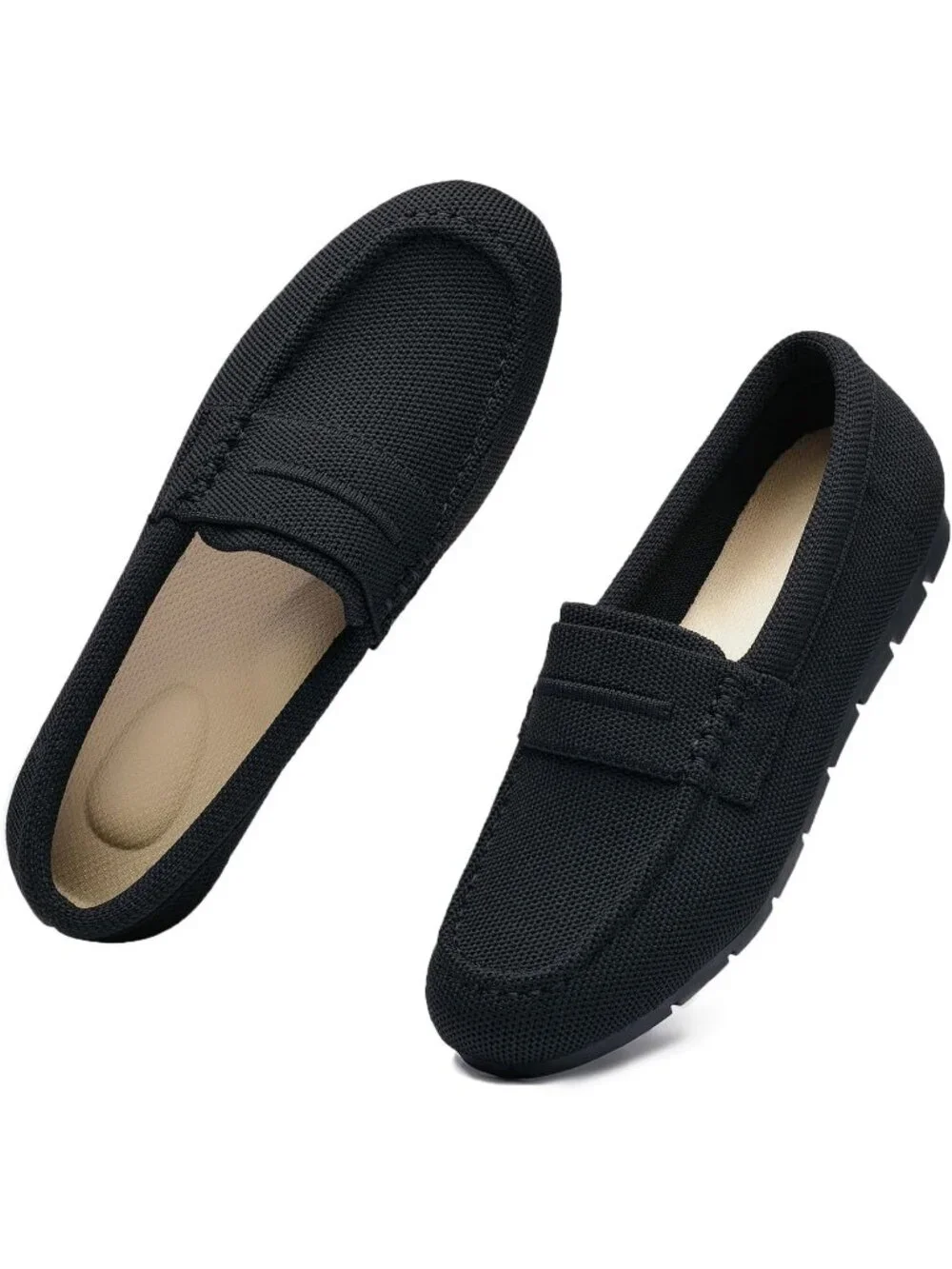 Women's Black Mesh Comfortable Slip on Dressy Casual Walking Loafer Flat Shoes